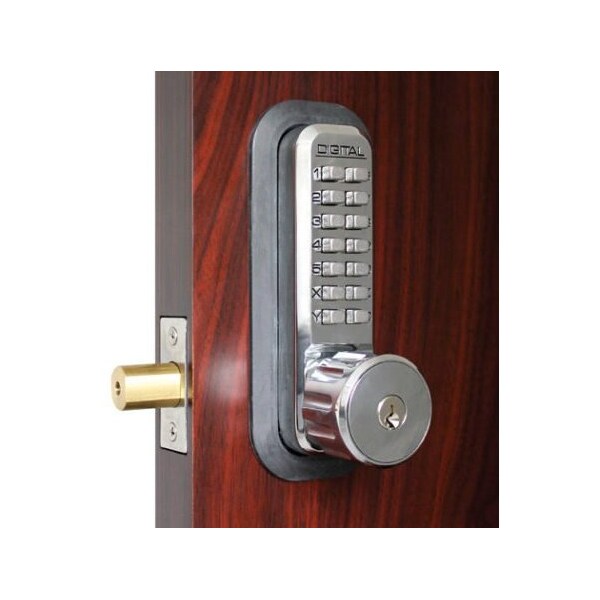 Mechanical Keyless Combination Deadbolt Lock Single Combination Key Override Bright Chrome